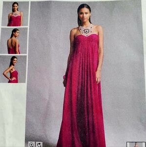 David's Bridal Prom Dress Brides Maid Dress Party Dress Color Magenta Size 6 NWT